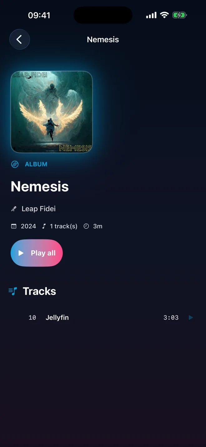 An album on iPhone with its tracks.