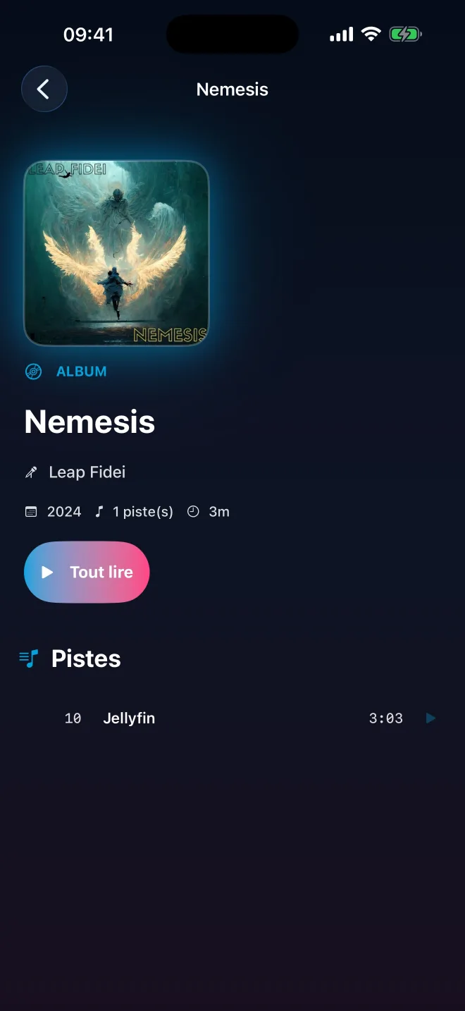 Un album sur iPhone, avec ses morceaux.